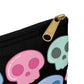 Pastel Skulls Halloween Print Polyester Accessory Pouch Travel Bag