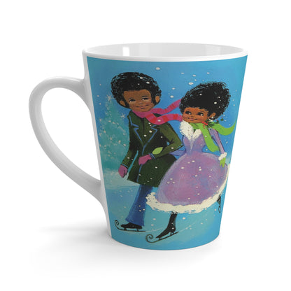 Ice Skating Couple Mod Retro Christmas Print Latte Coffee Mug