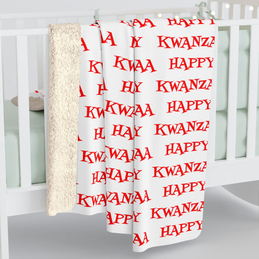 Happy Kwanzaa Atomic Mid Century Retro Style Kwanzaa Sherpa Fleece Blanket