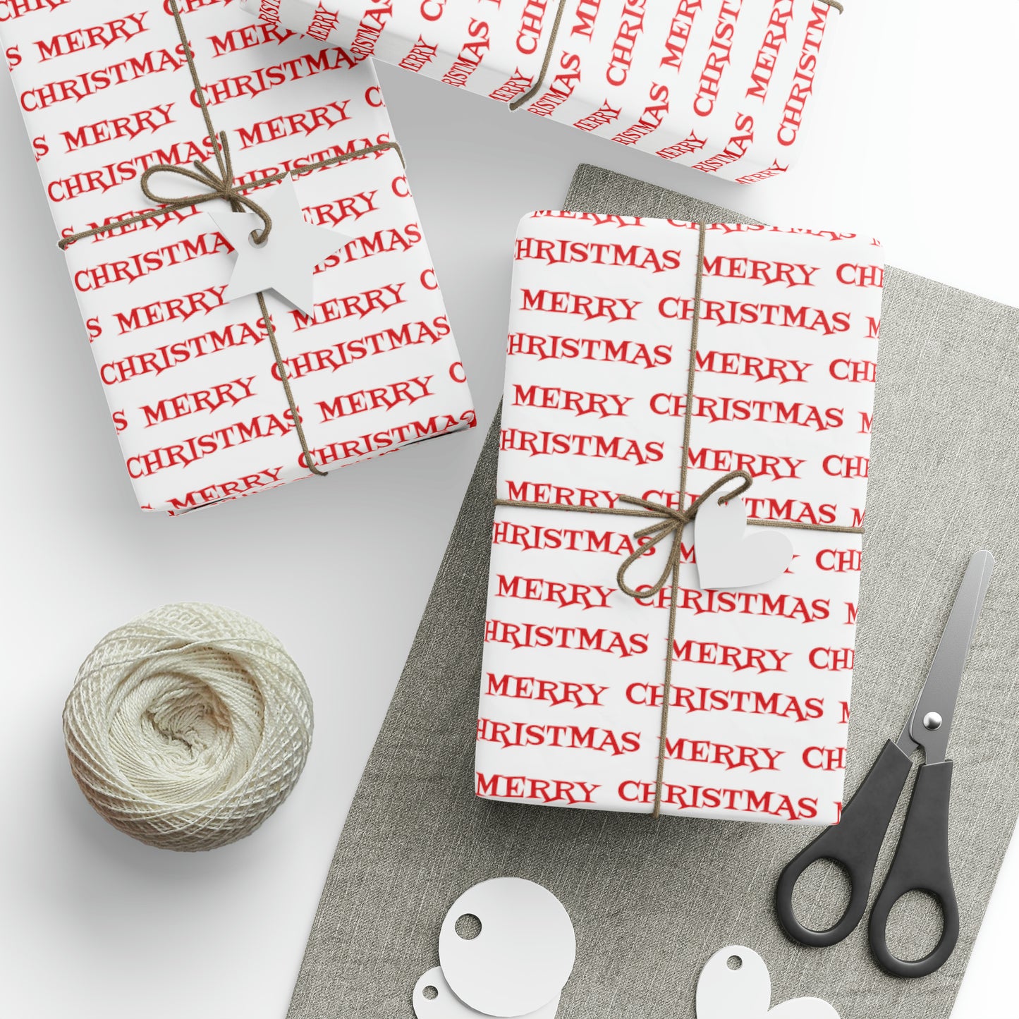 Merry Christmas Red And White Atomic Retro Style Christmas Holiday Gift Wrap Paper - Glossy Or Matte