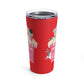 Santa In Chimney Pink Red Mid Century Retro Christmas Print Stainless Steel Tumbler 20oz