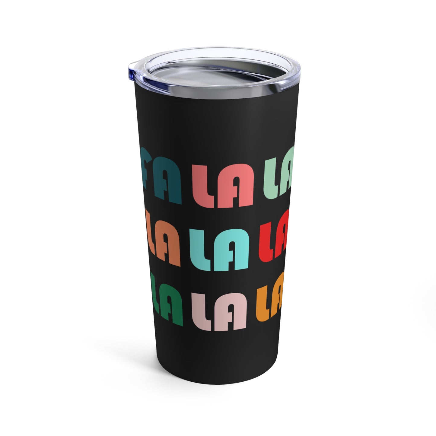 Fa La La La Black Retro Style Christmas Print Stainless Steel Tumbler 20oz