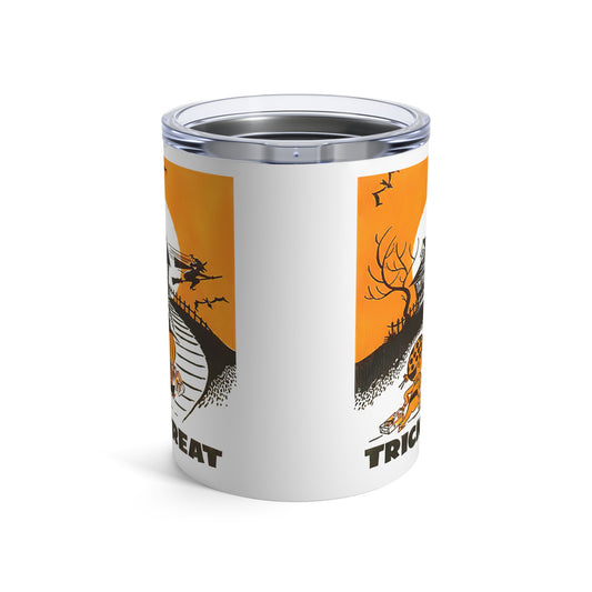 Trick Or Treat Haunted House Retro Halloween Print Stainless Steel Tumbler 10oz