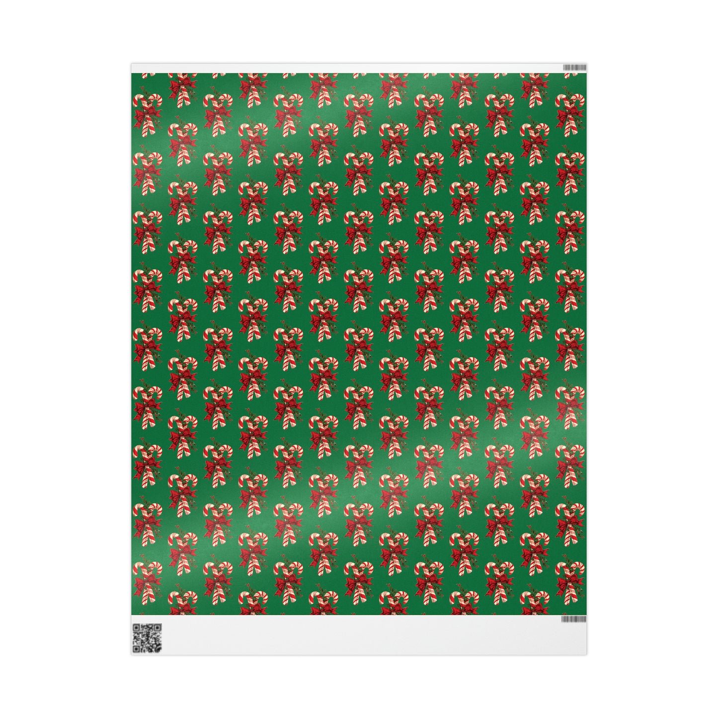 Retro Candy Canes Green Mid Century Retro Christmas Print Holiday Gift Wrap Paper - Glossy Or Matte