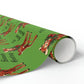 The Season's Greetings Reindeer With Wreath Mid Century Retro Christmas Print Holiday Gift Wrap Paper - Glossy Or Matte