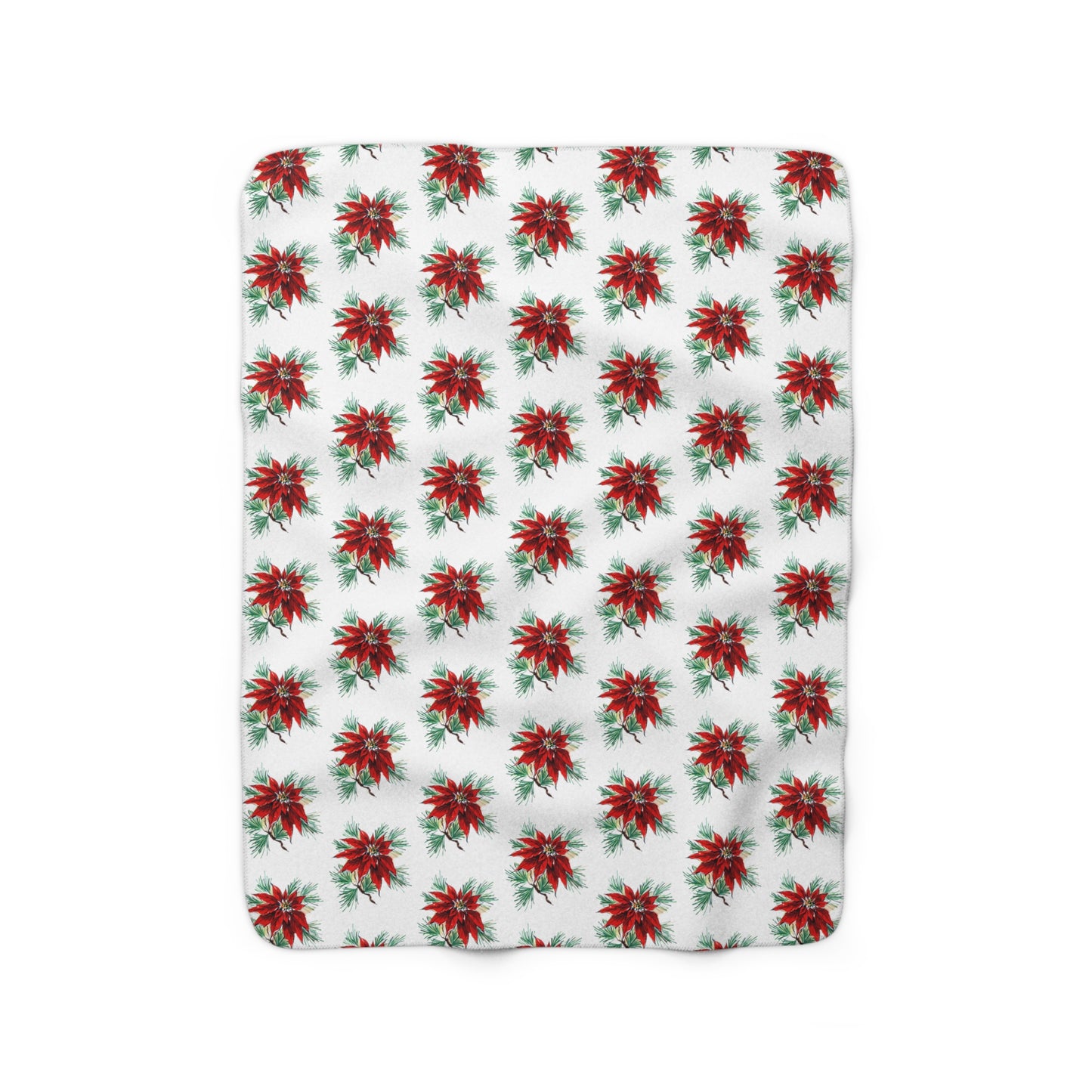 Christmas Poinsettias Mid Century Retro Christmas Print Sherpa Fleece Blanket