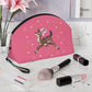 Reindeer Stars Retro Pink Retro Christmas Print Travel Cosmetic Makeup Bag