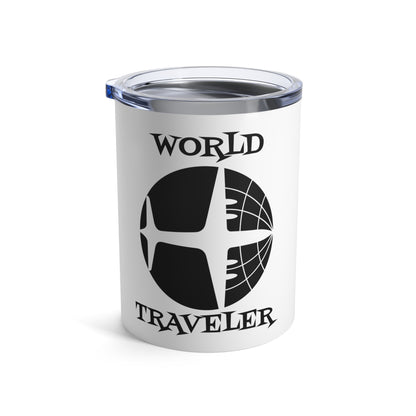 World Traveler Airplane Globe Atomic Mid Century Retro Print Stainless Steel Tumbler 10oz