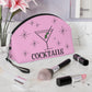 Martini Cocktails Pink Mid Century Retro Style Travel Cosmetic Makeup Bag