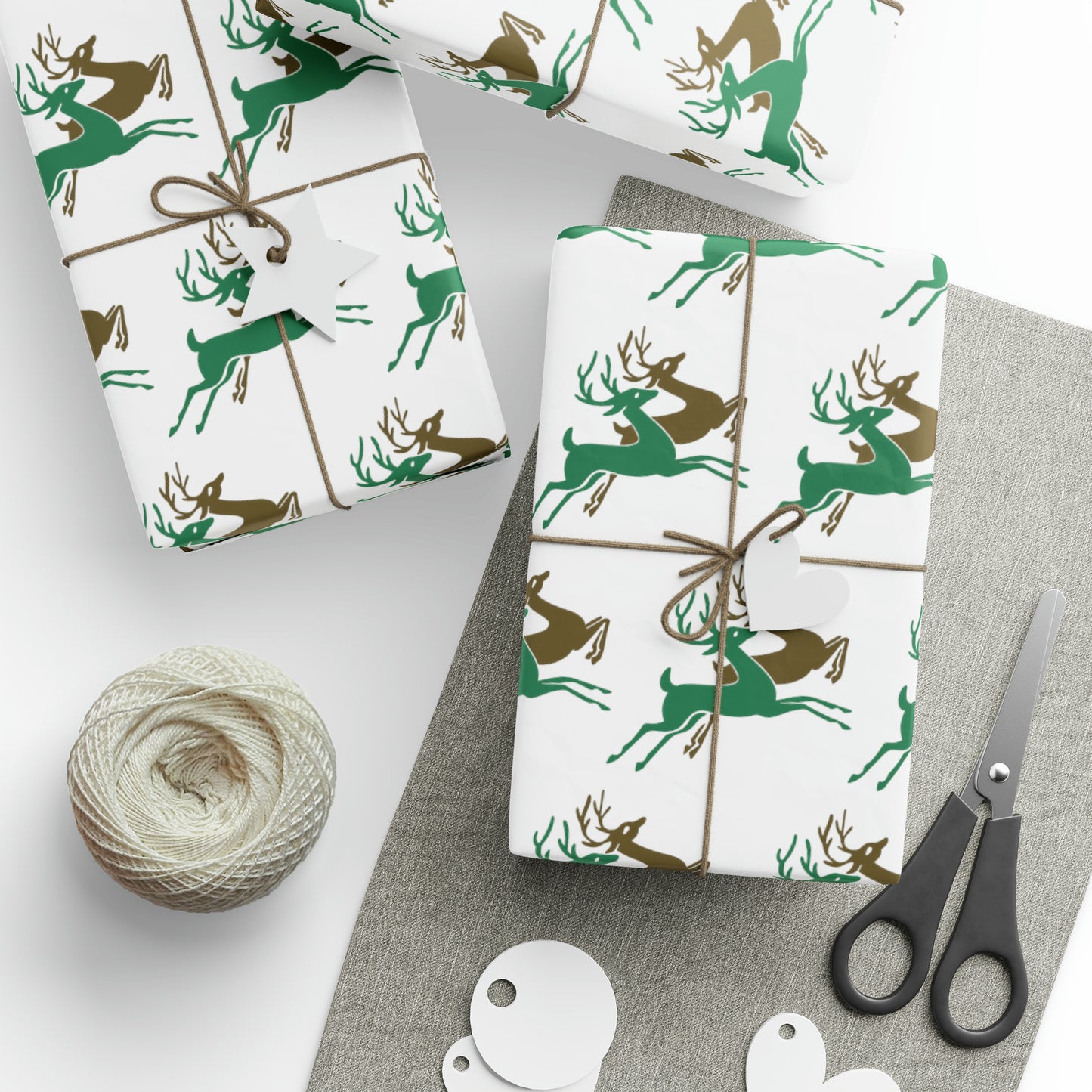 Christmas Reindeer Mid Century Retro Christmas Print Holiday Gift Wrap Paper - Glossy Or Matte