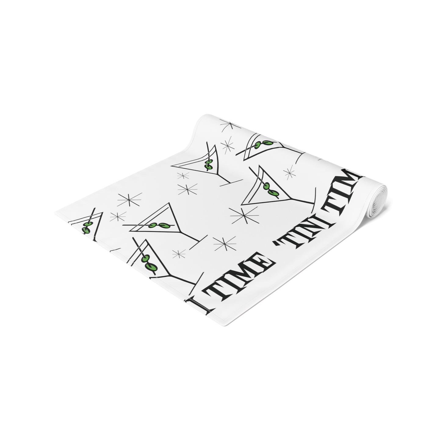 Tini Time Martini Cocktails Atomic Mid Century Retro Style Cotton Poly Table Runner