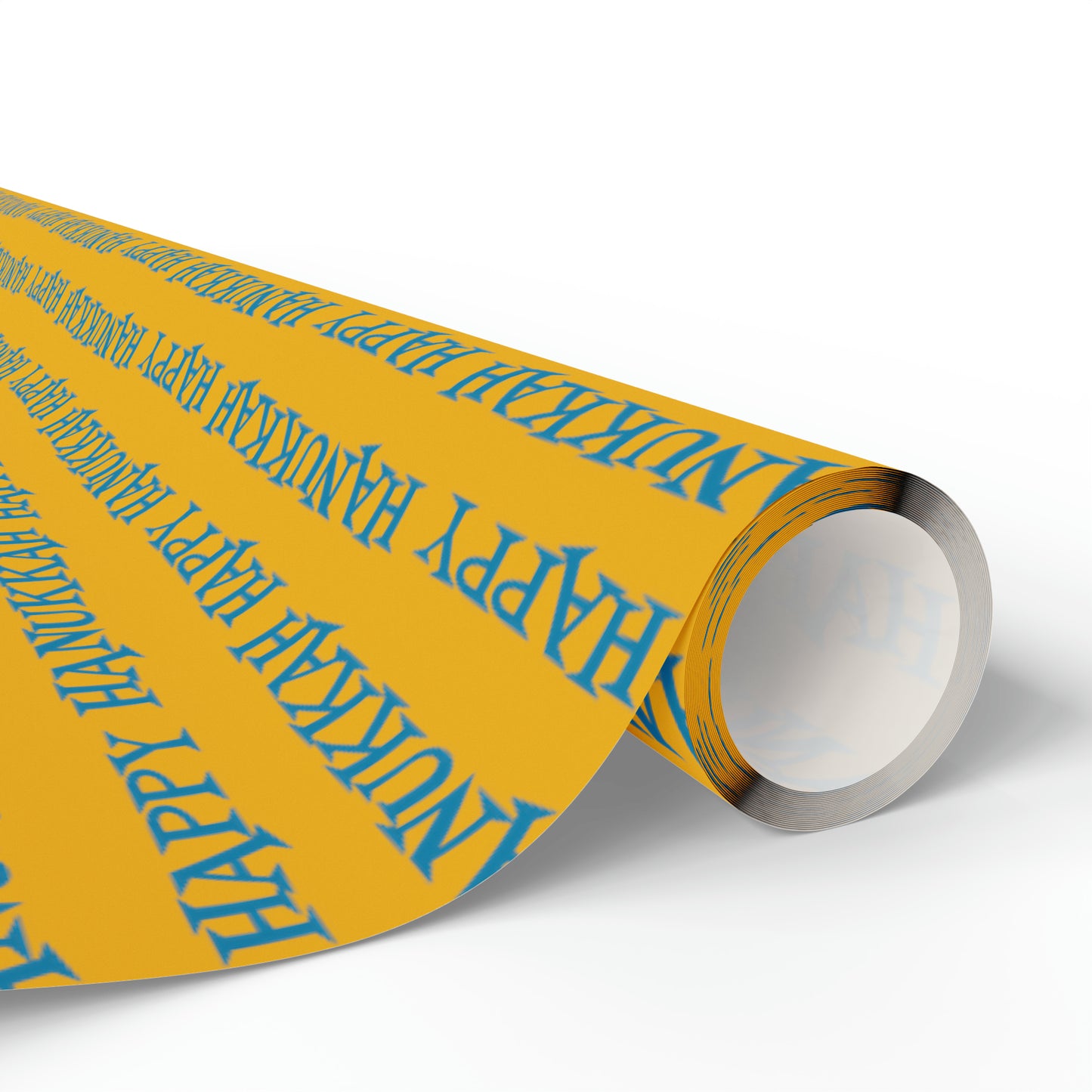 Happy Hanukkah Yellow And Blue Atomic Retro Style Holiday Gift Wrap Paper - Glossy Or Matte