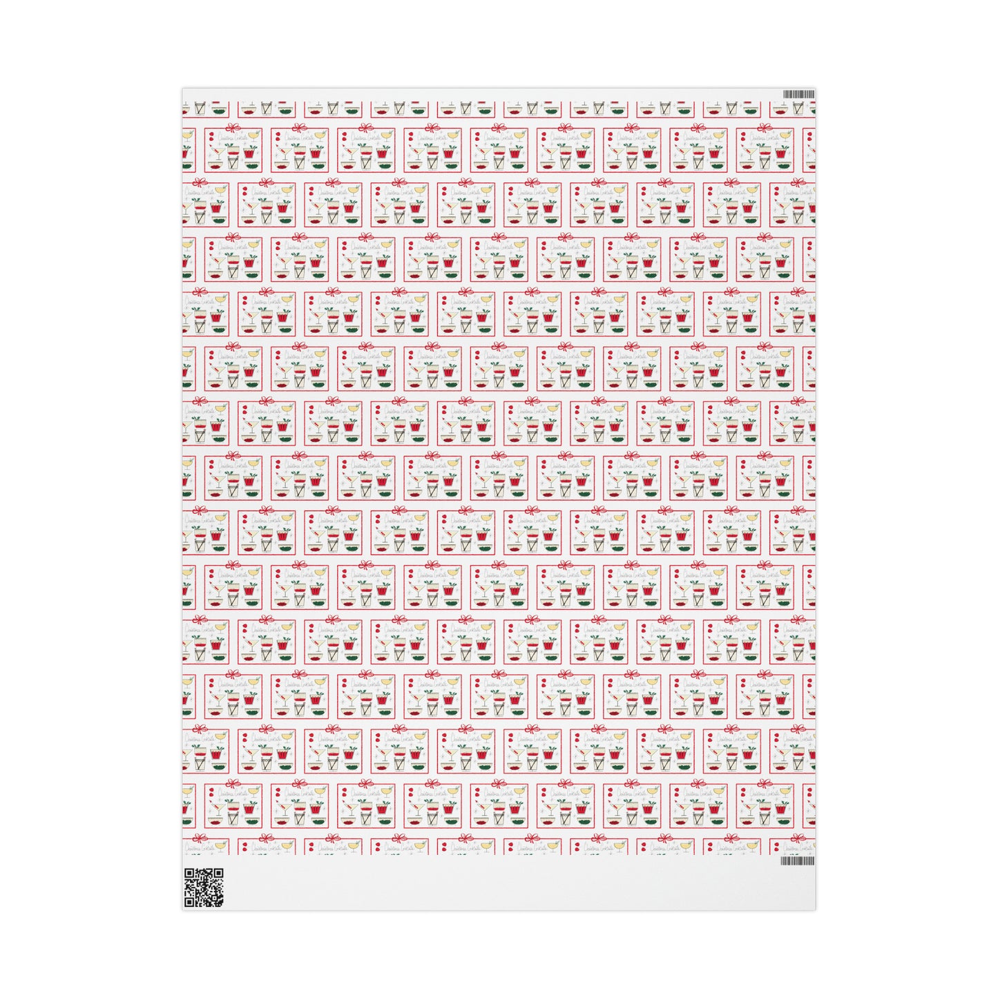 Christmas Cocktails Mid Century Retro Christmas Print Holiday Gift Wrap Paper - Glossy Or Matte