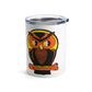 Orange Halloween Owl Mid Century Retro Halloween Print Stainless Steel Tumbler 10oz