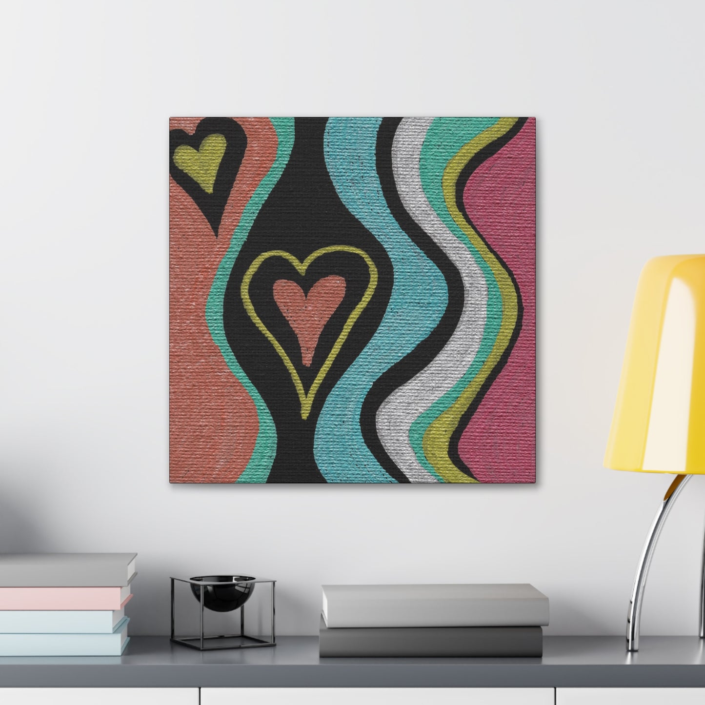 Love Finds a Way Caden Caraco Metallic Paint Pen Art on Black Canvas - Multiple Sizes