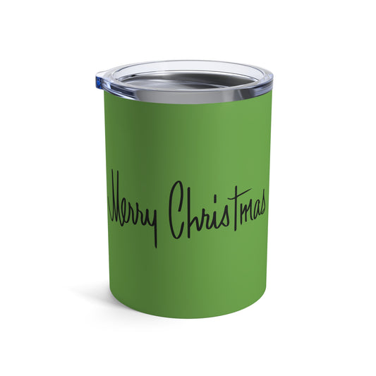 Merry Christmas Green Mid Century Retro Christmas Stainless Steel Tumbler 10oz