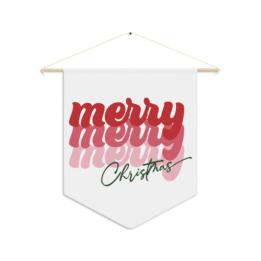 Merry Merry Merry Christmas Wall Hanging Banner Flag