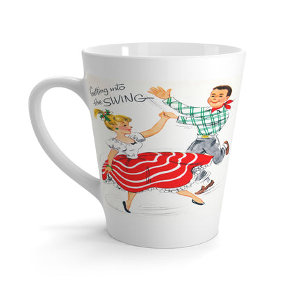 Getting Into The Swing Dancing Christmas Couple Retro Print Latte Mug