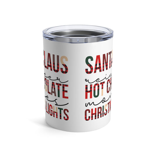 Santa Claus Reindeer Hot Chocolate Movies Christmas Lights Christmas Stainless Steel Tumbler 10oz