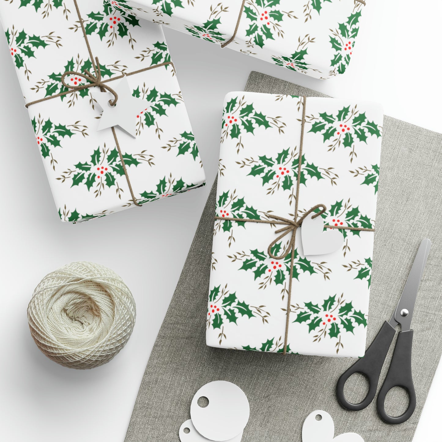 Vintage Christmas Holly Mid Century Retro Christmas Print Holiday Gift Wrap Paper - Glossy Or Matte