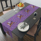 Reindeer Stars Purple Mid Century Retro Christmas Print Home Decor Cotton Poly Table Runner