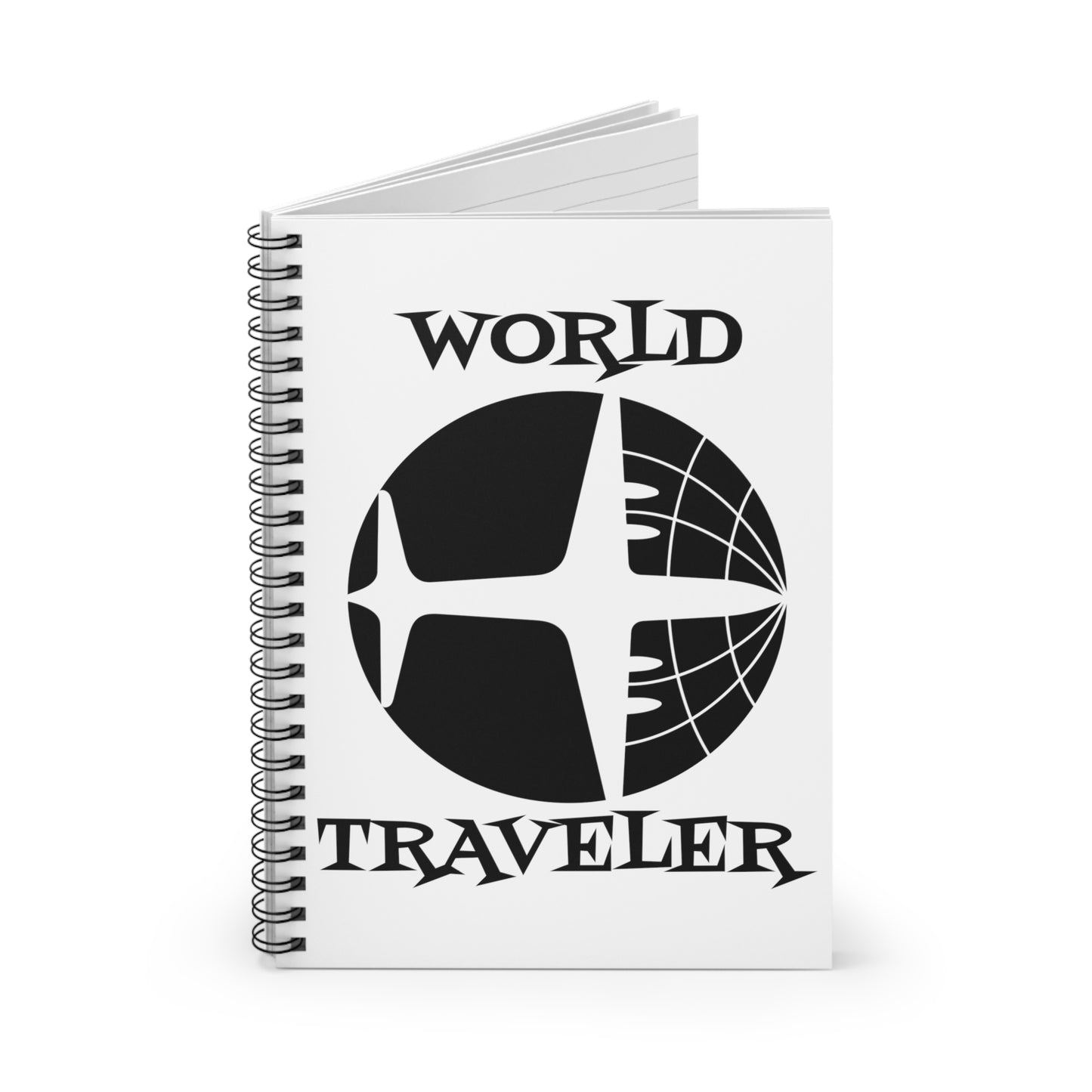 World Traveler Airplane Spiral Travel Journal Notebook Ruled Line