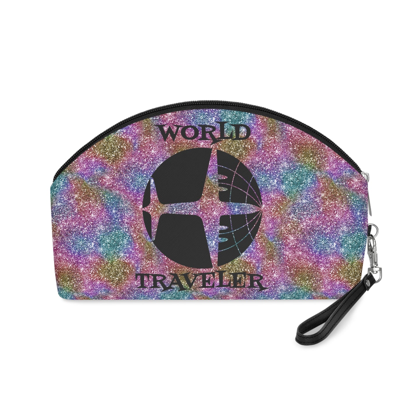 World Traveler Airplane Globe Atomic Mid Century Retro Print Cosmetic Travel Makeup Bag