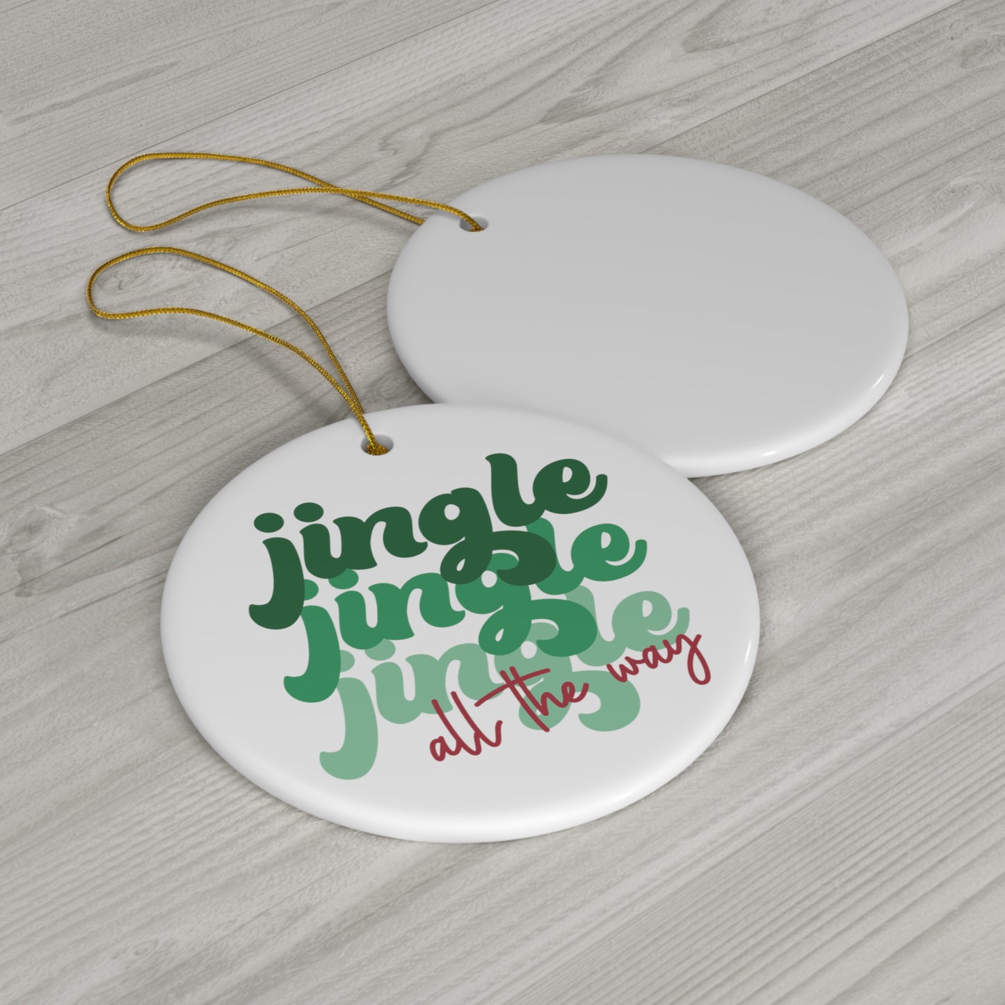 Jingle All The Way Ceramic Ornament - Retro Style