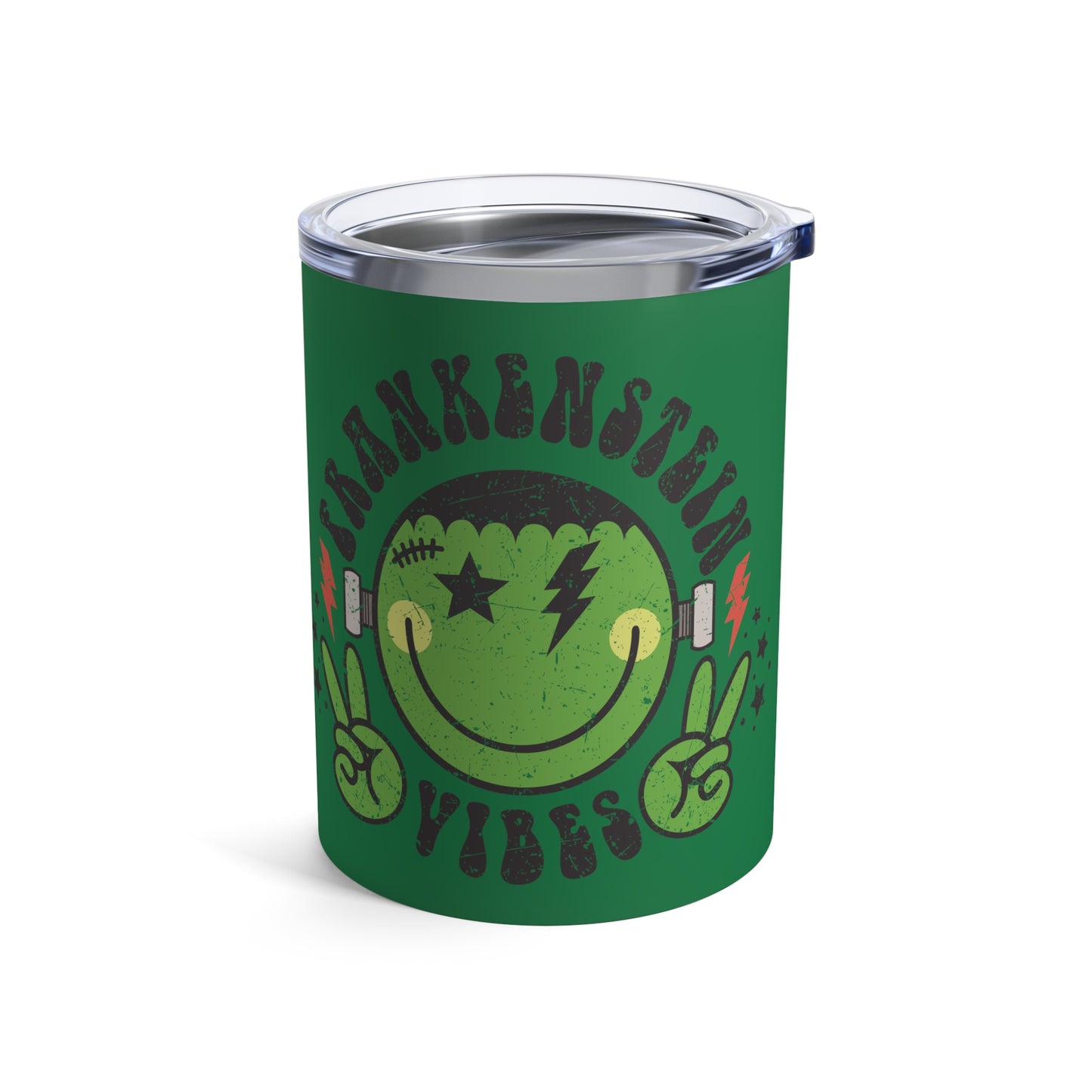 Frankenstein Vibes Green Distressed Halloween Stainless Steel Tumbler 10oz