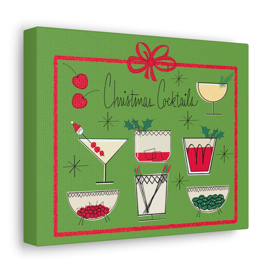 Christmas Cocktails Mid Century Retro Christmas Canvas Gallery Wrap