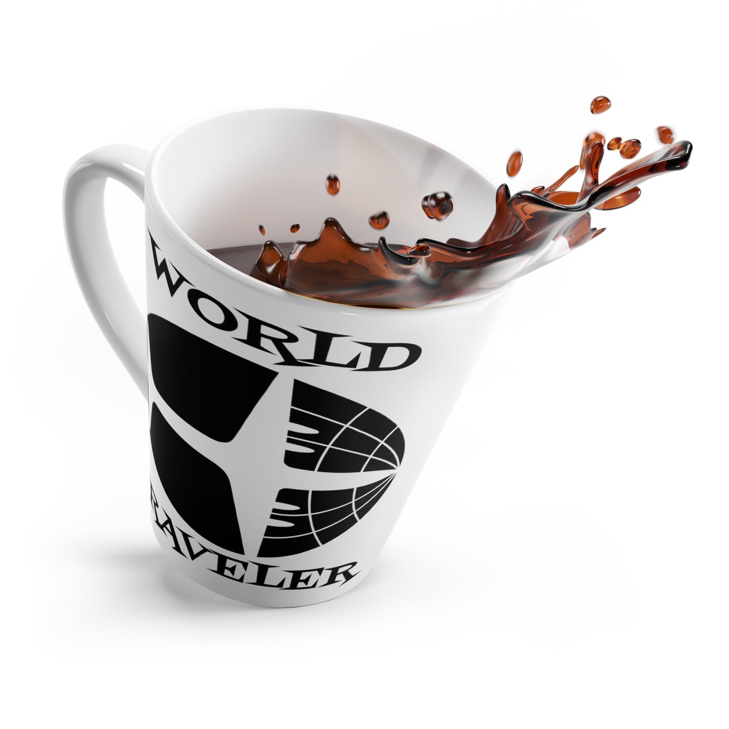 World Traveler Airplane Globe Atomic Mid Century Retro Travel Print Latte Coffee Mug