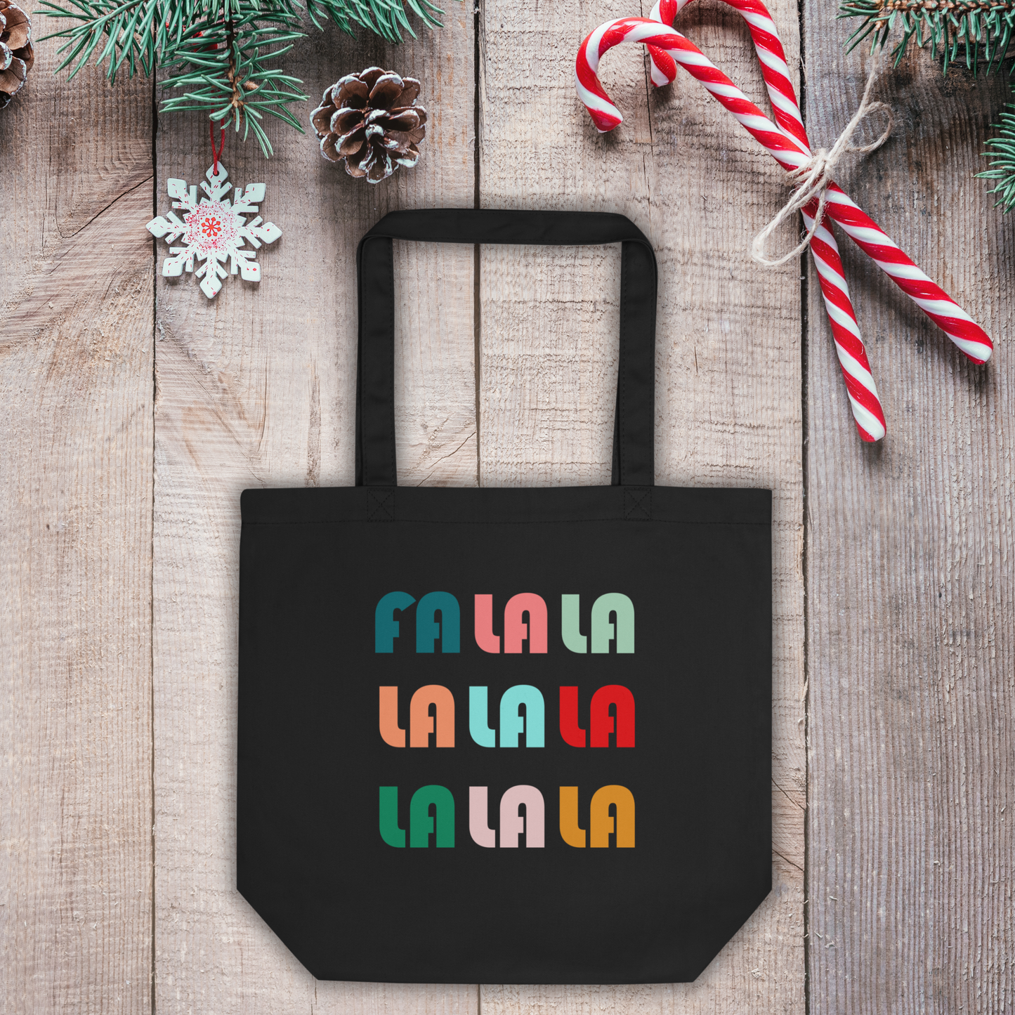 Fa La La La Christmas Eco Cotton Tote Bag