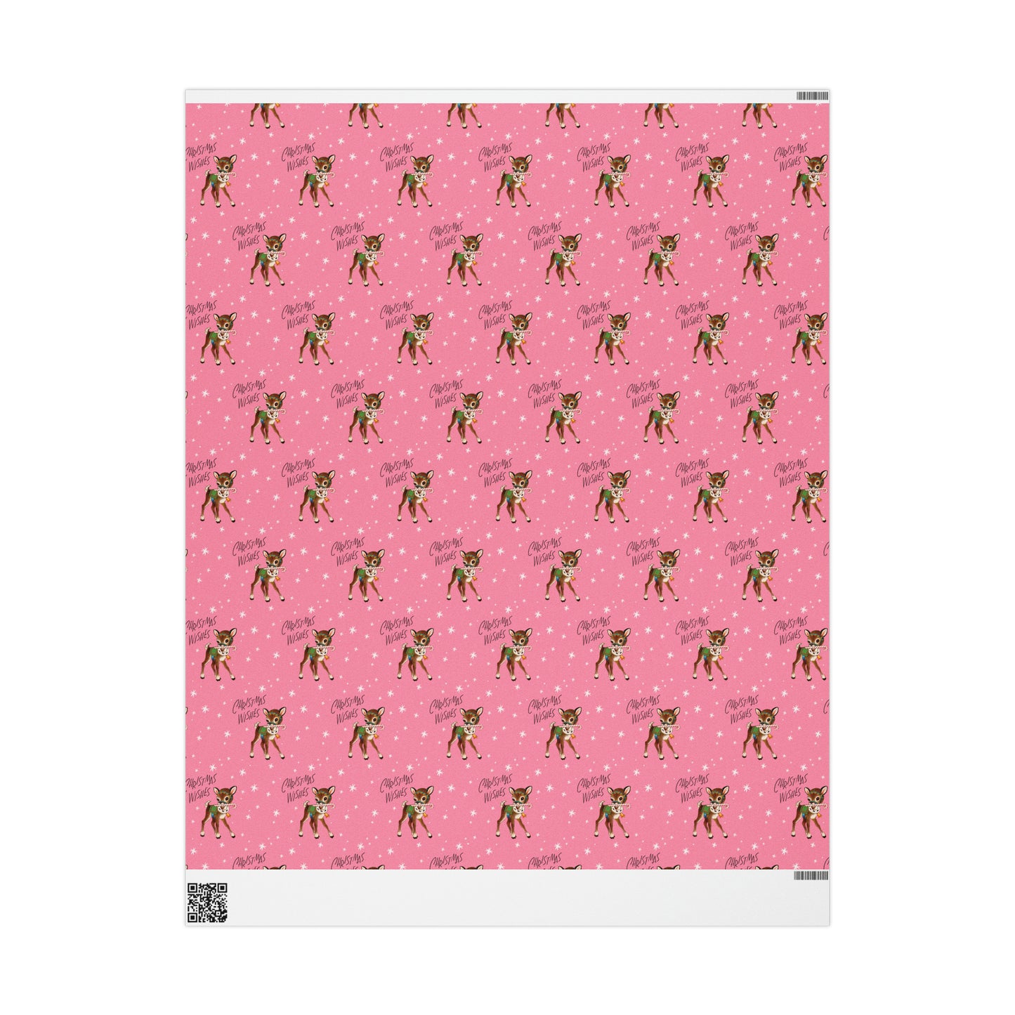 Christmas Wishes Reindeer With Candy Cane Pink Mid Century Retro Christmas Print Holiday Gift Wrap Paper - Glossy Or Matte