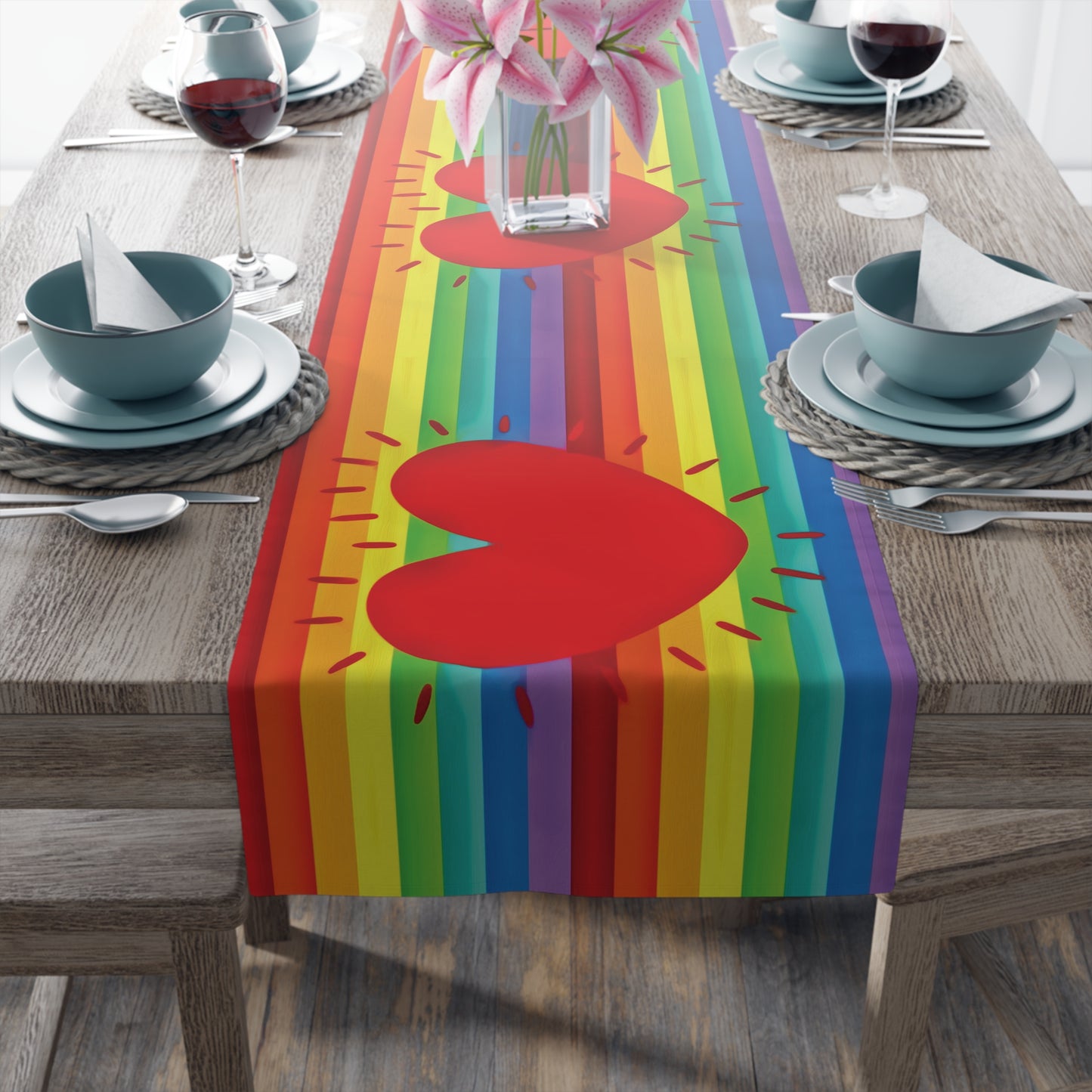 Rainbow Love Pride Cotton Poly Table Runner