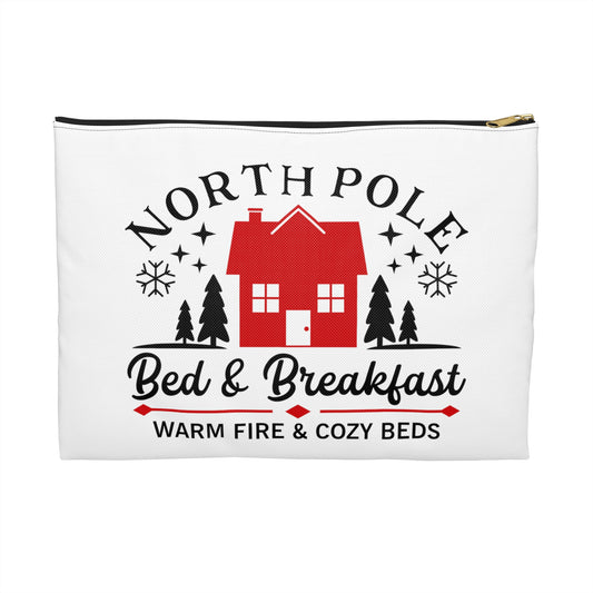 North Pole Bed And Breakfast Christmas Print Polyester Accessory Pouch Travel Bag