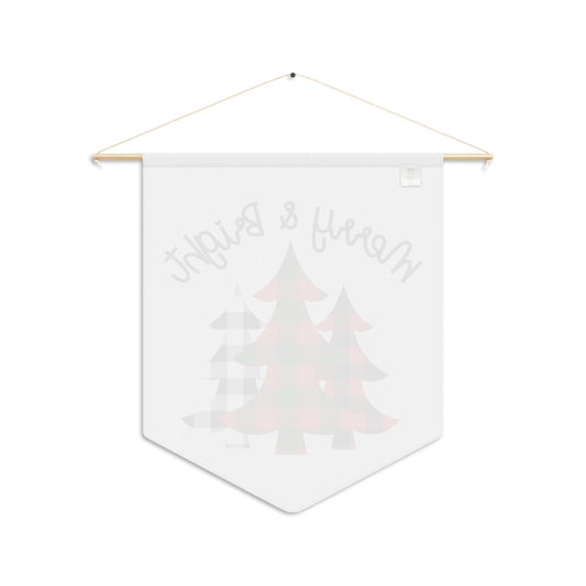 Merry And Bright Buffalo Checkered Christmas Trees Christmas Wall Hanging Banner Flag