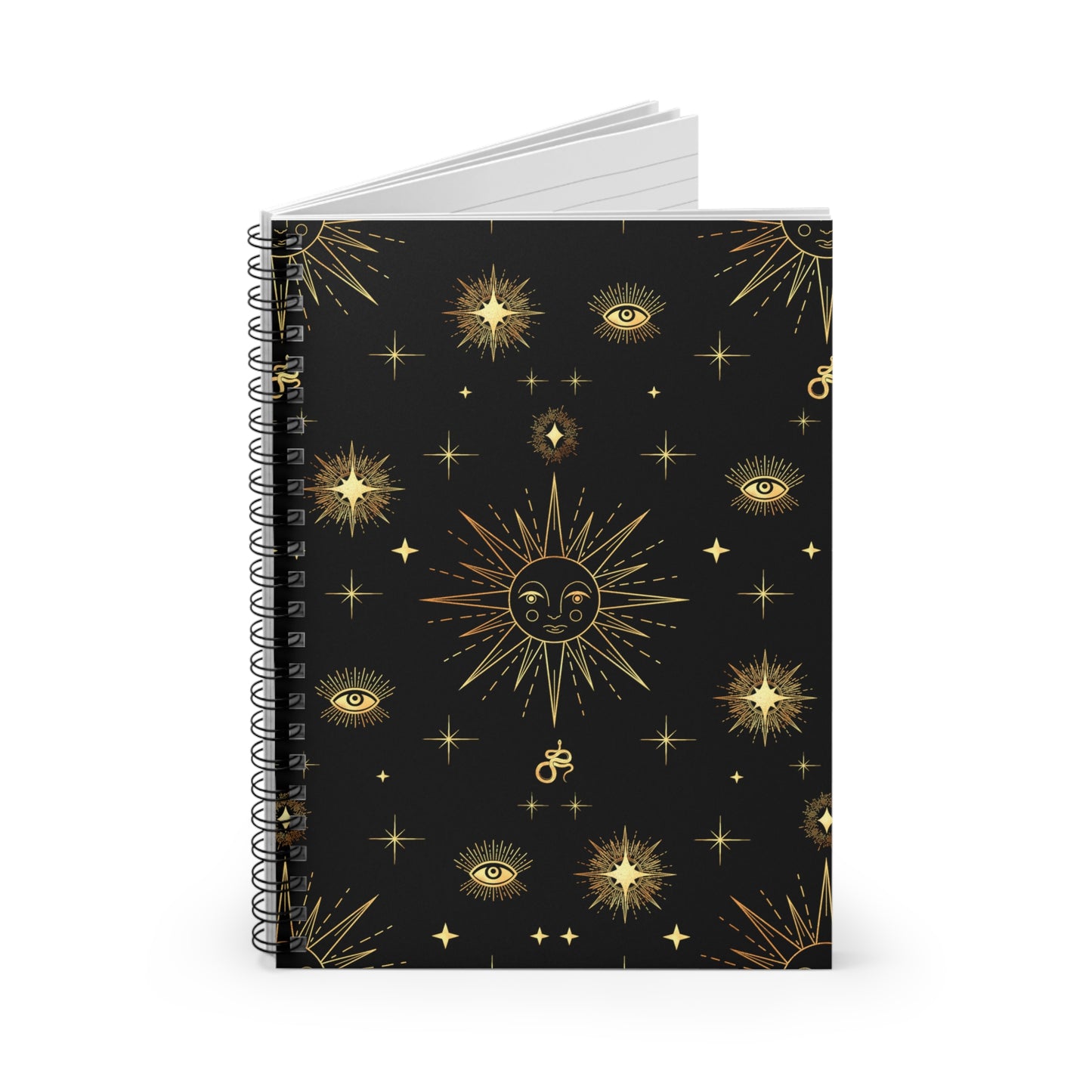 Gold Sun Stars Celestial Tarot Spiral Notebook - Ruled Line