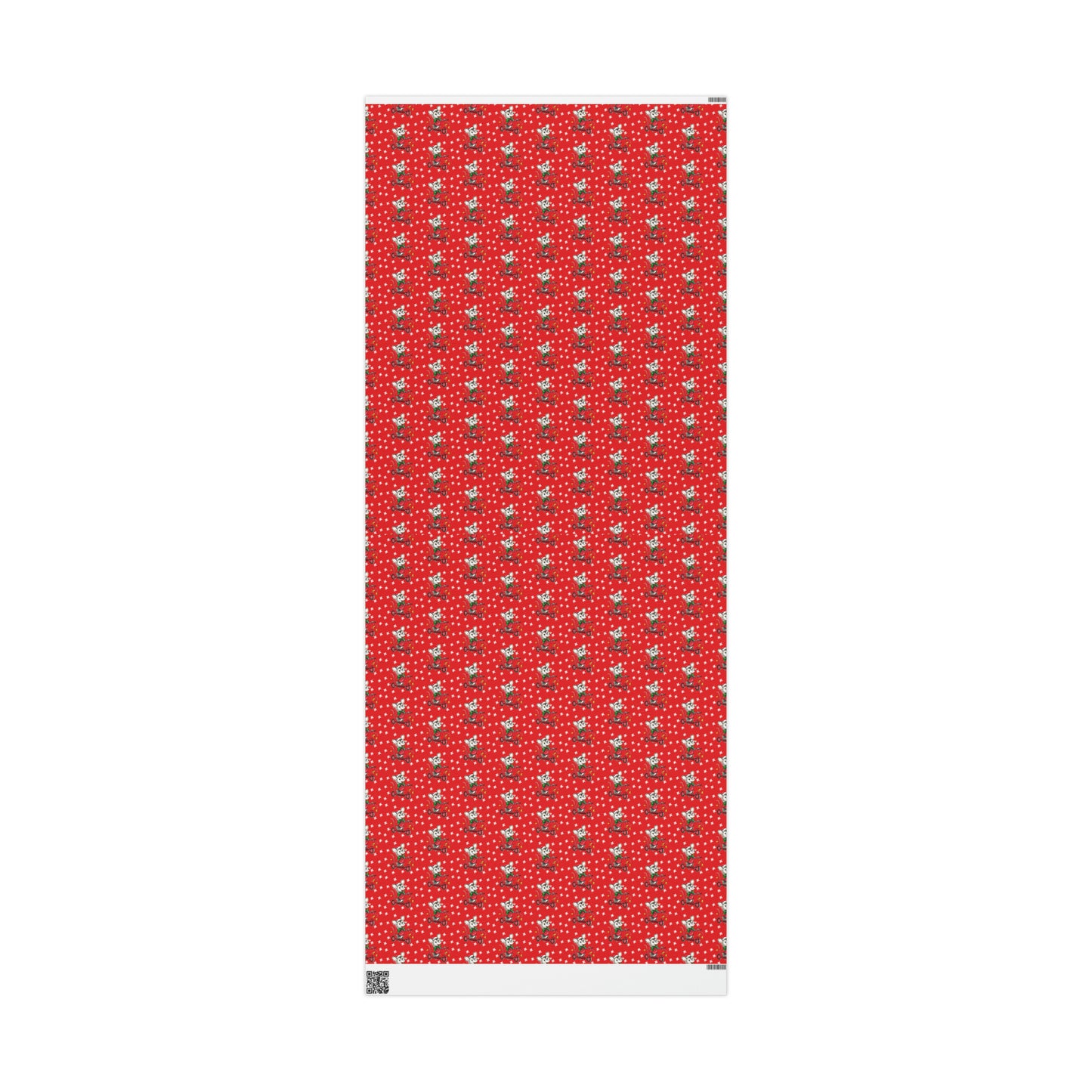 Christmas Mouse On Scooter Stars Red Mid Century Retro Christmas Print Holiday Gift Wrap Paper - Glossy Or Matte