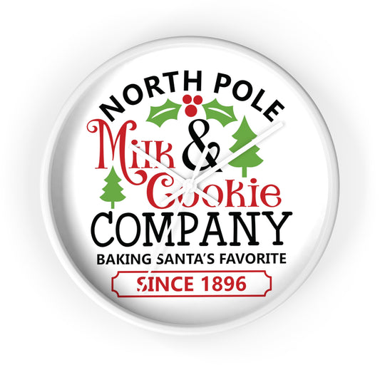 North Pole Milk And Cookie Company Christmas Wall Clock - White Or Black