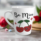 Be Mine Valentine's Day Pair Of Cherries Retro Style Ceramic Latte Coffee Mug