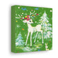 Reindeer Winter Scene Mid Century Retro Christmas Canvas Gallery Wrap