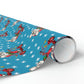 Christmas Mouse On Scooter Stars Mid Century Retro Christmas Print Holiday Gift Wrap Paper - Glossy Or Matte