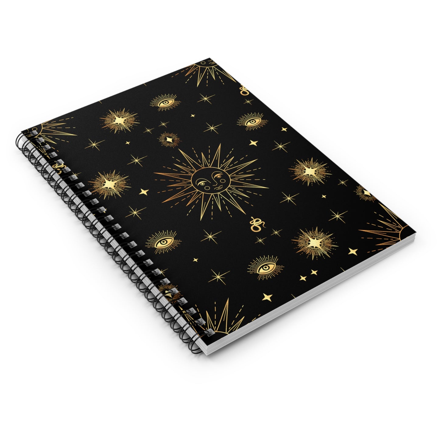 Gold Sun Stars Celestial Tarot Spiral Notebook - Ruled Line