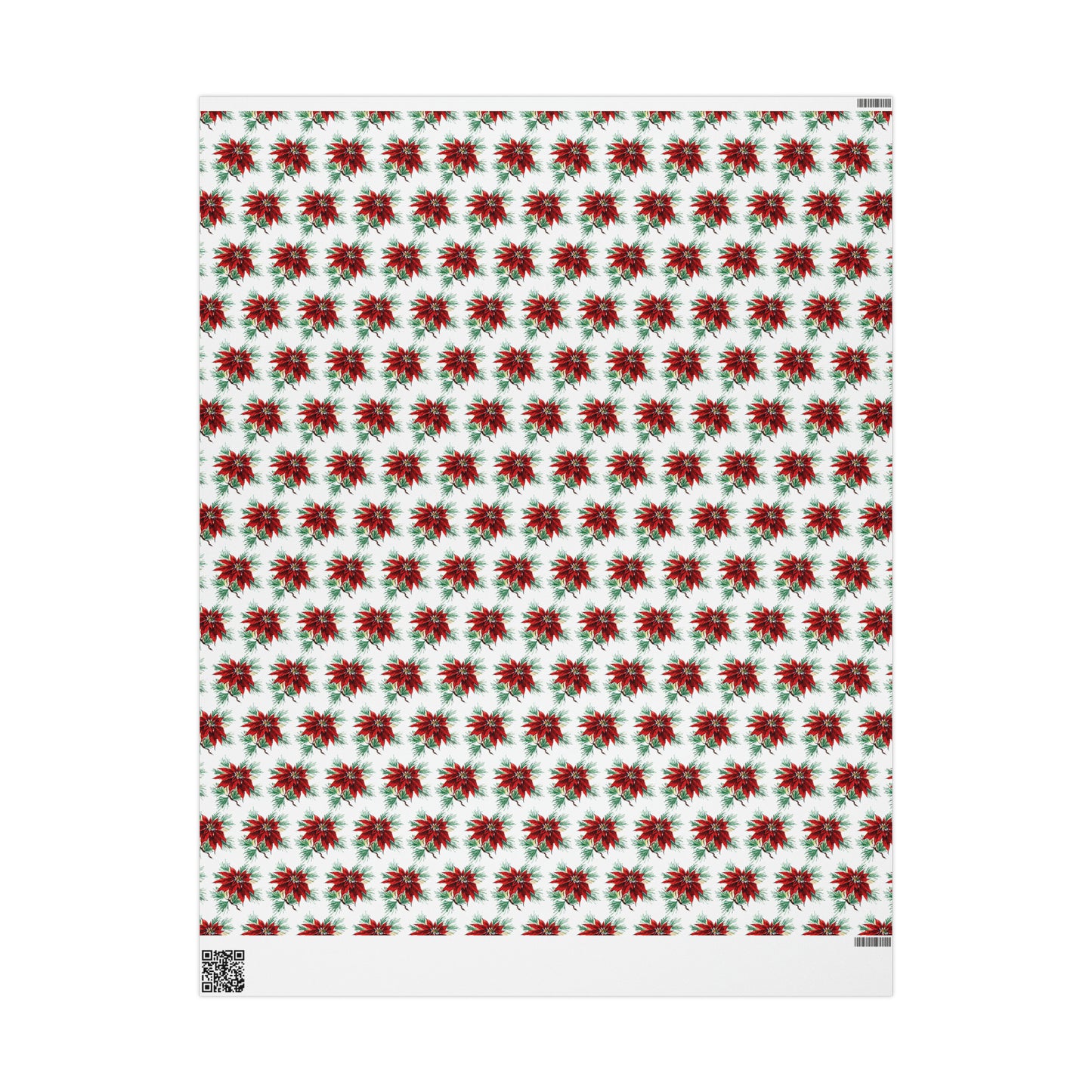 Vintage Poinsettias Mid Century Retro Christmas Print Holiday Gift Wrap Paper - Glossy Or Matte