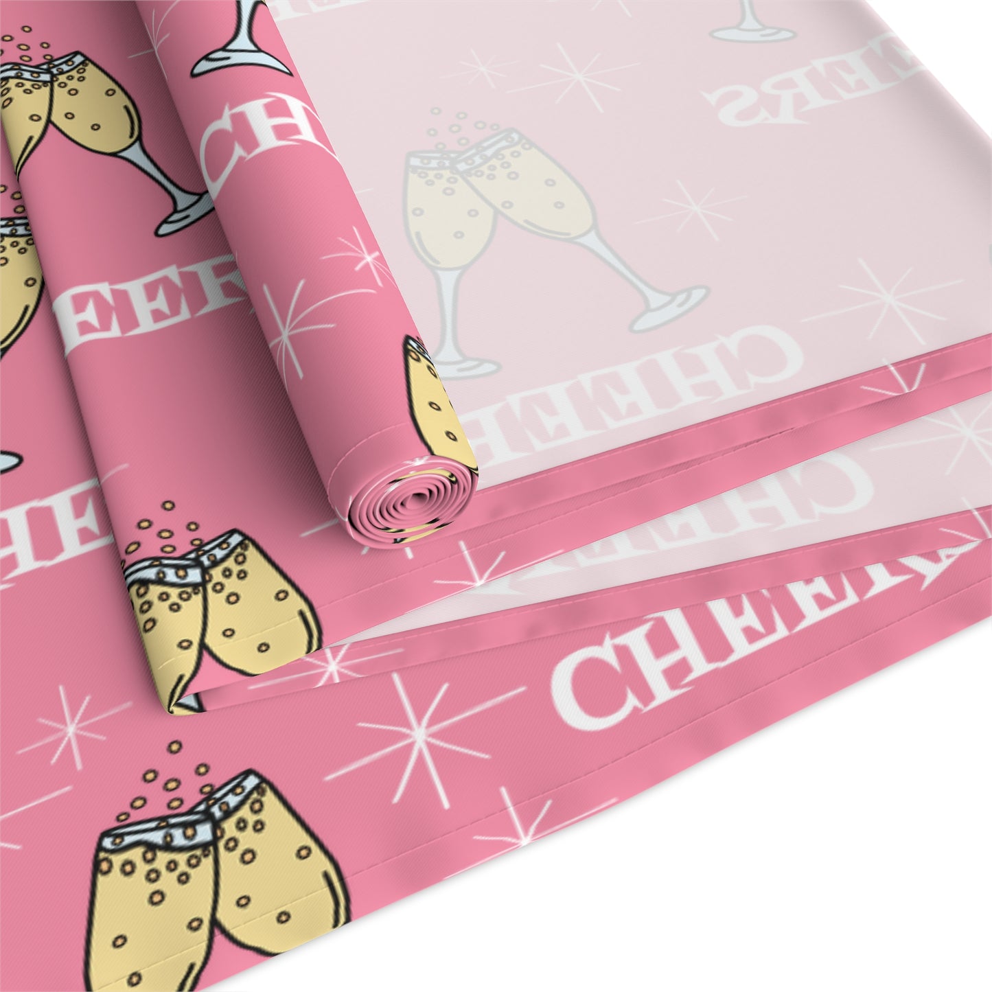 Pink Cheers Champagne Toast Table Runner