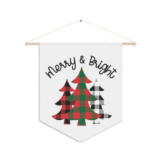 Merry And Bright Buffalo Checkered Christmas Trees Christmas Wall Hanging Banner Flag