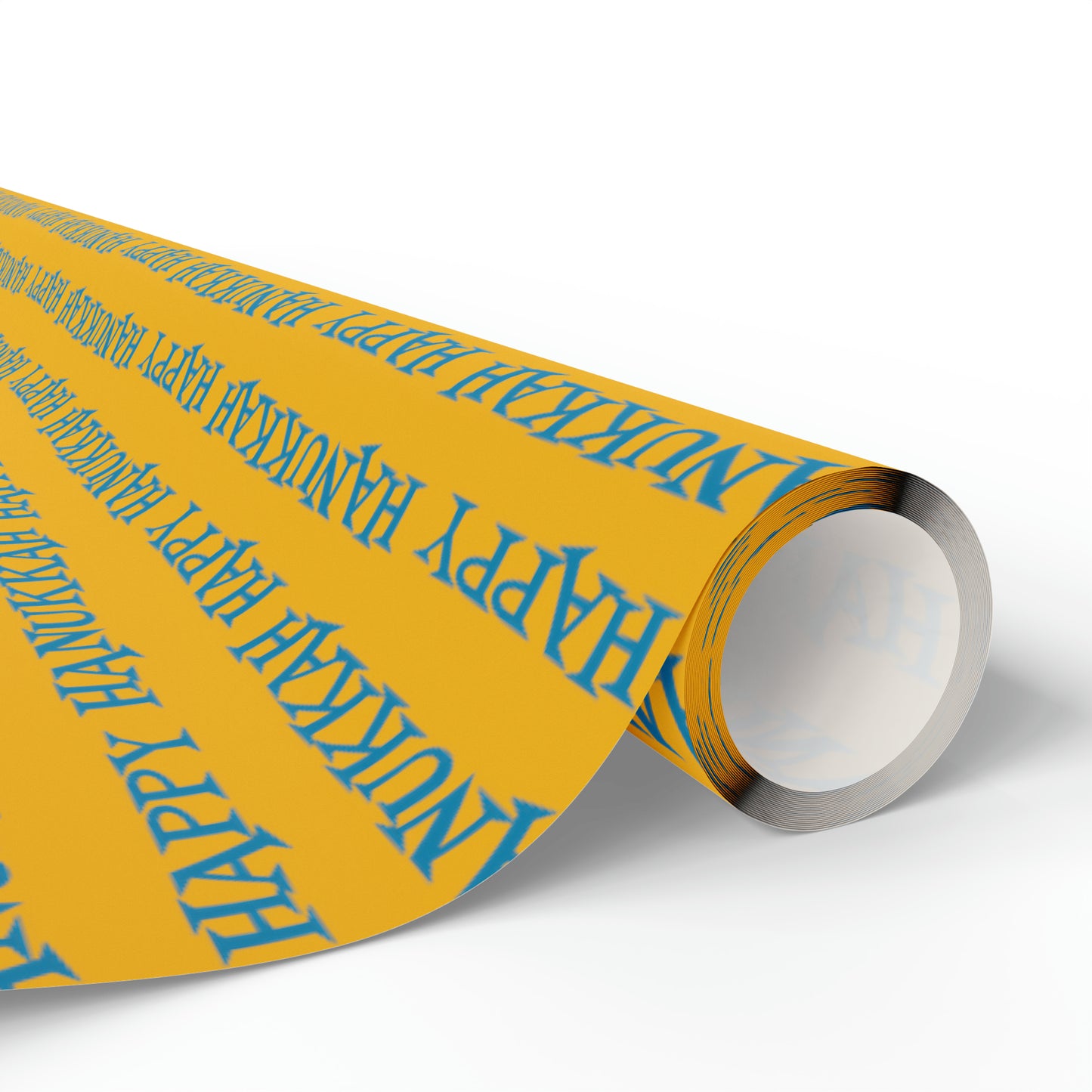 Happy Hanukkah Yellow And Blue Atomic Retro Style Holiday Gift Wrap Paper - Glossy Or Matte