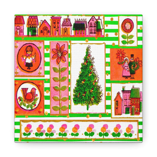 Christmas Tree Retro Mod Retro Christmas Canvas Gallery Wrap