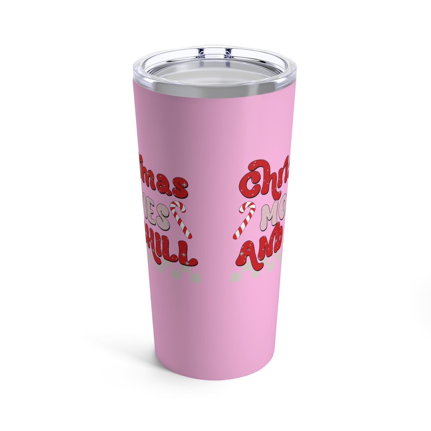 Christmas Movies And Chill Pink Christmas Print Stainless Steel Tumbler 20oz