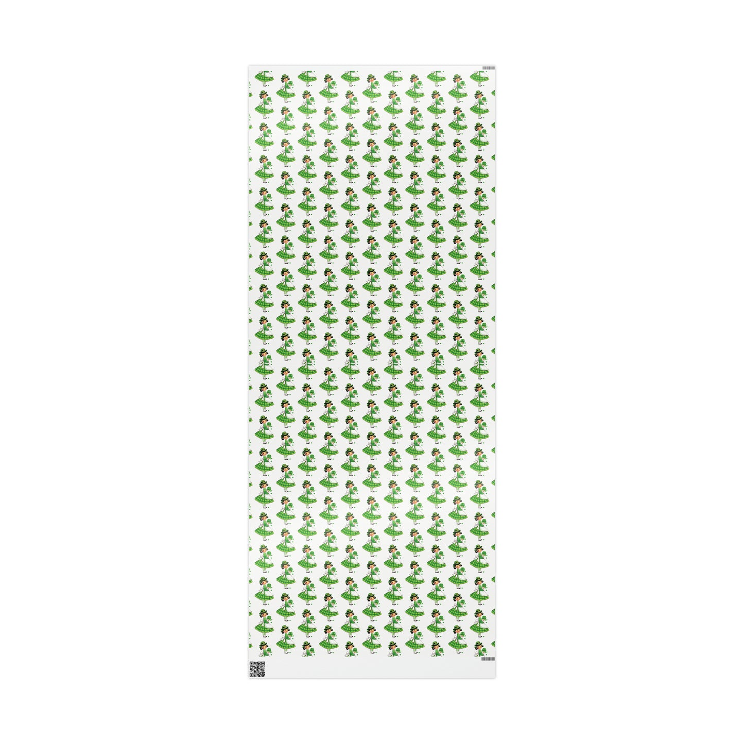 St Patrick's Day Girl Four Leaf Clovers Retro St Patrick's Day Print Holiday Gift Wrap Paper - Glossy Or Matte